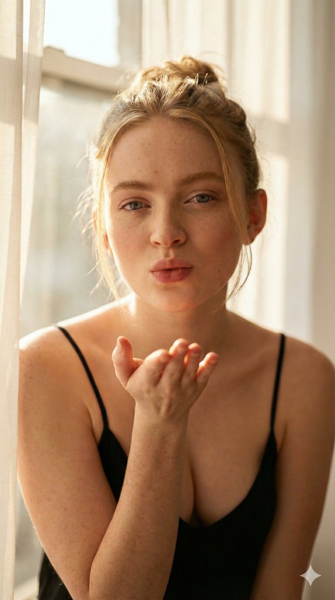 AI Prompt for High-End Fashion Editorial Portrait: Sadie Sink in Morning Soft Light