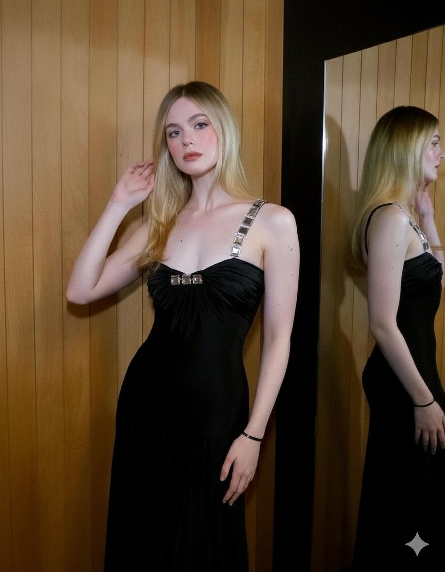 AI Prompt for High-End Fashion Editorial with Mirror Reflection