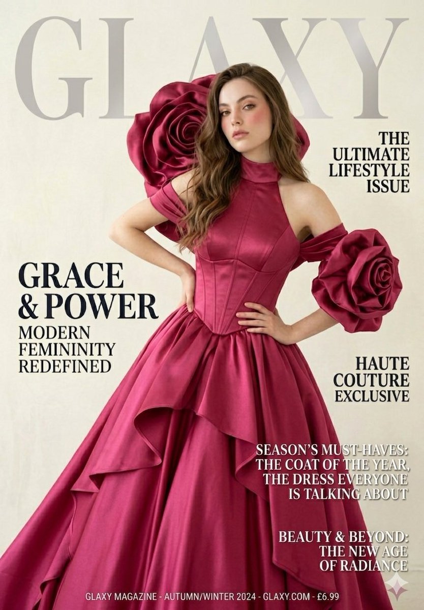 AI Prompt for High-End Fashion Magazine Cover Design with Influencer Model