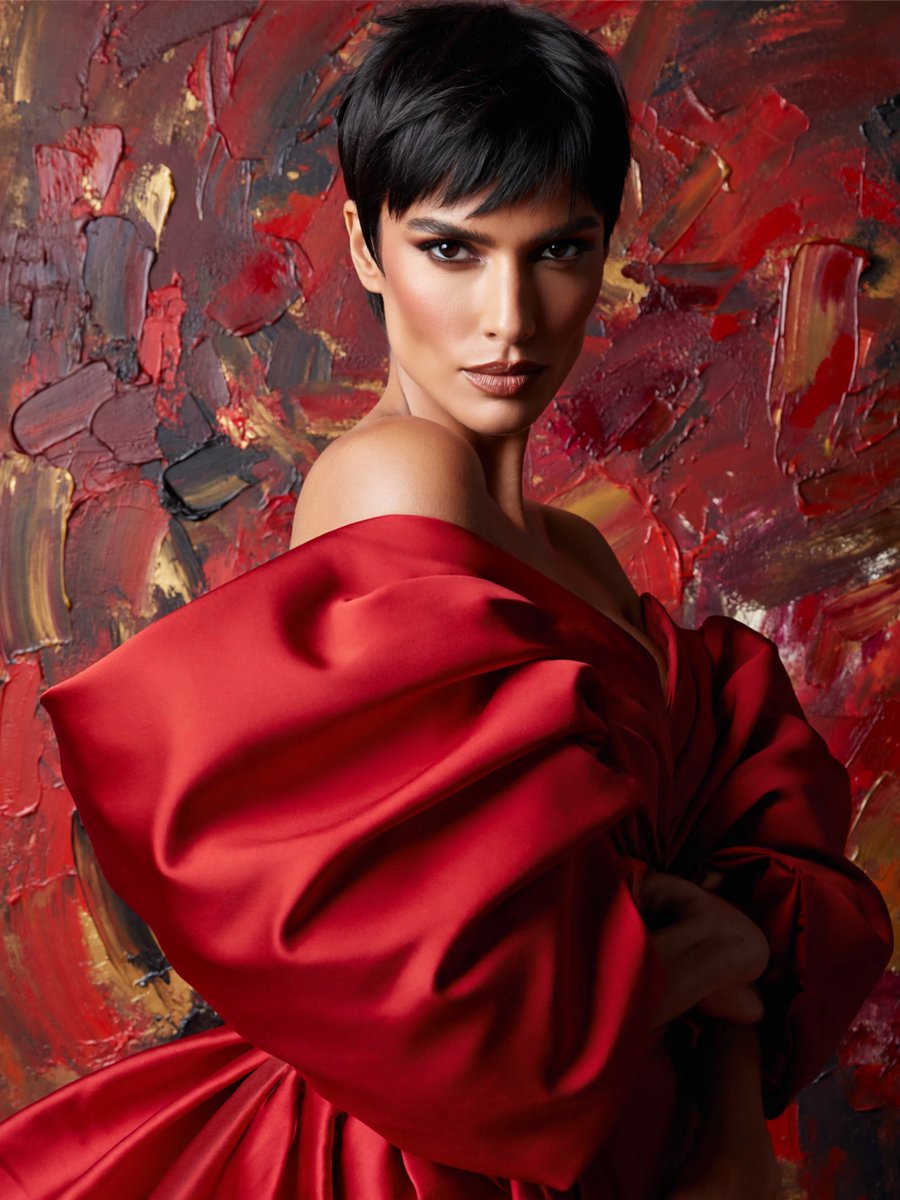 AI Prompt for High-End Fashion Photography: Anonymized Model in Red Satin Gown