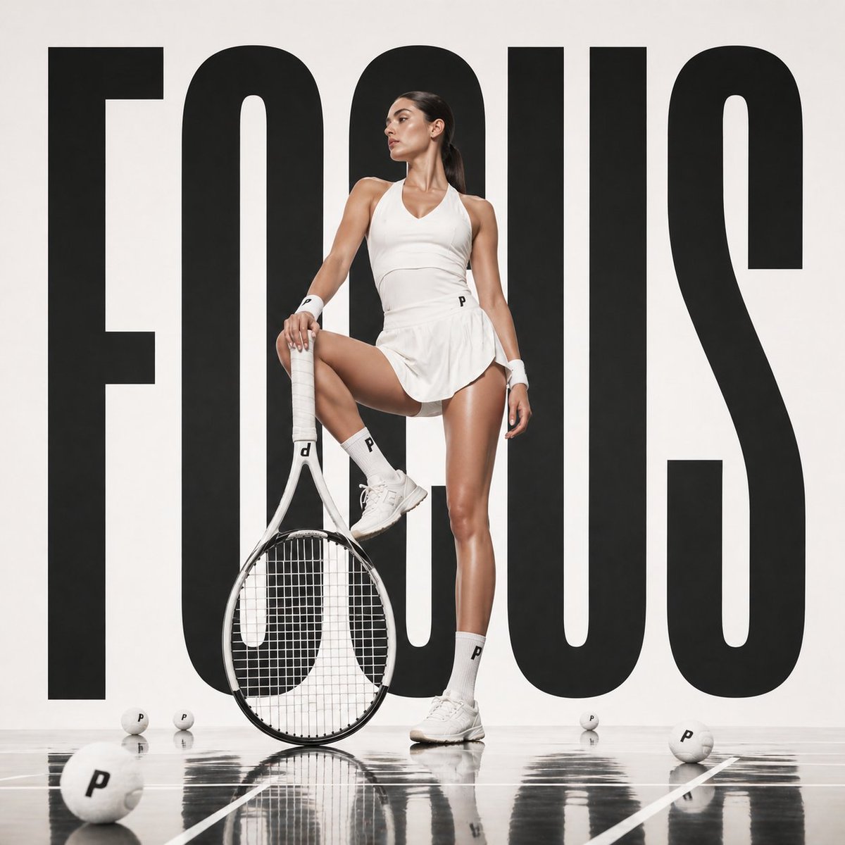 AI Prompt for High-End Fashion Photography with Oversized Tennis Racket Editorial Style
