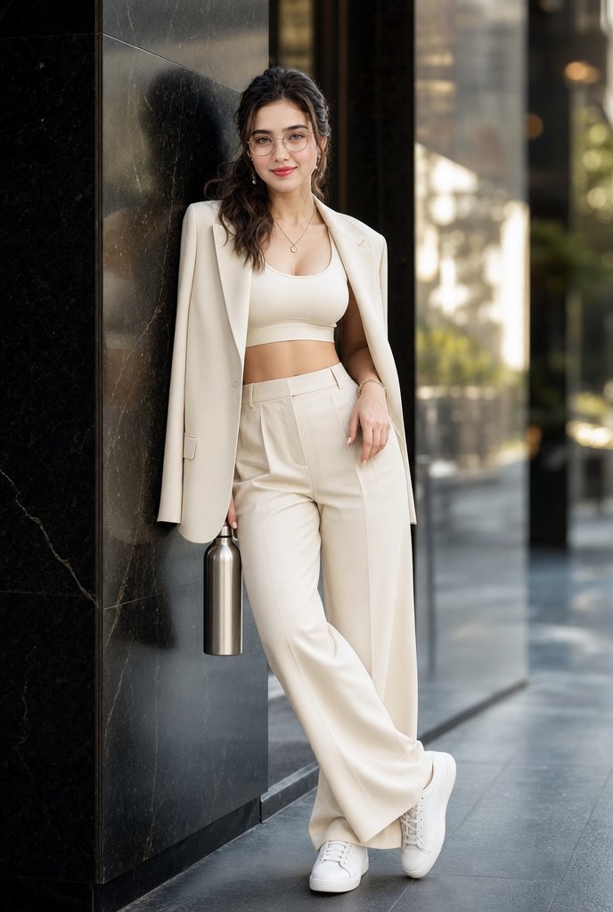 AI Prompt for High-End Fashion Portrait with City Background