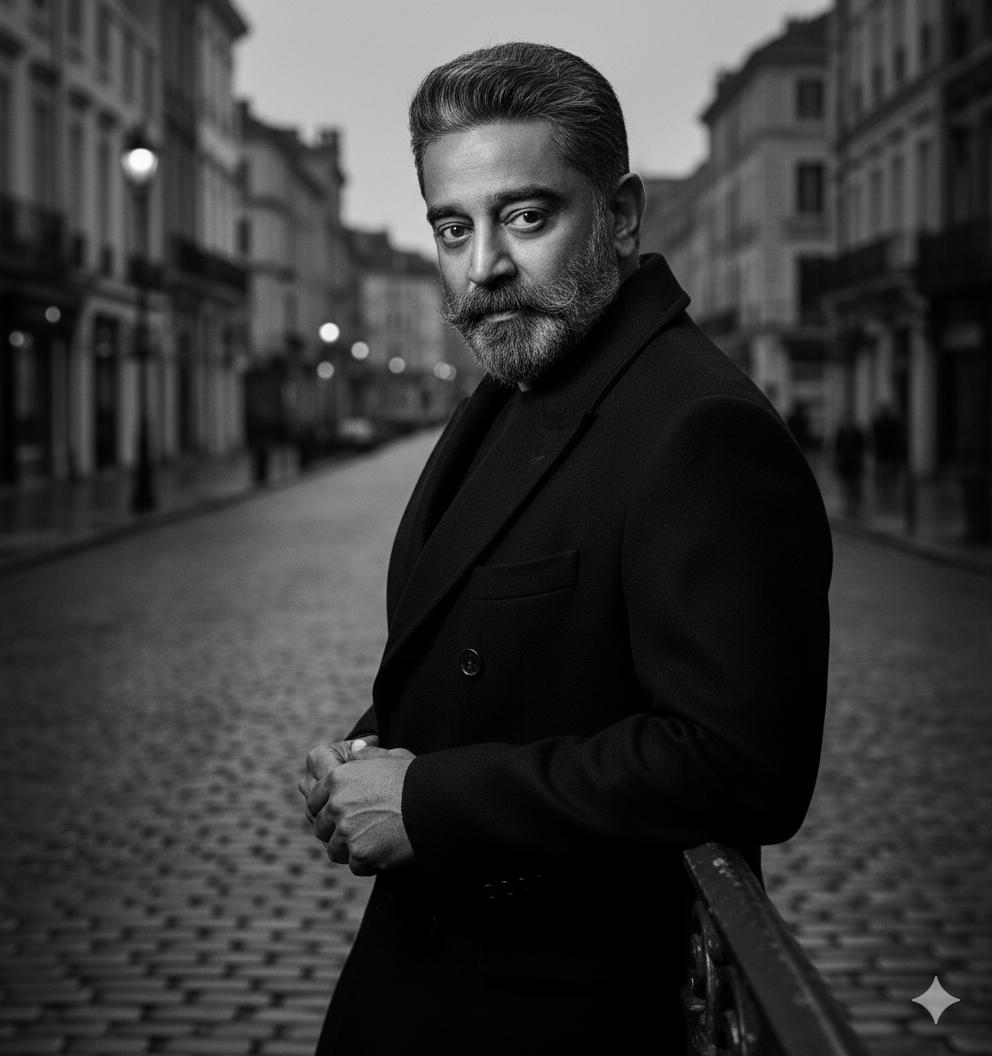 AI Prompt for High-Fashion Black and White Editorial Portrait with Noir Atmosphere