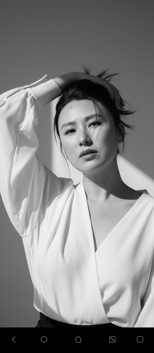 AI Prompt for High-Fashion Black and White Portrait with Loose Shirt and Minimalist Background