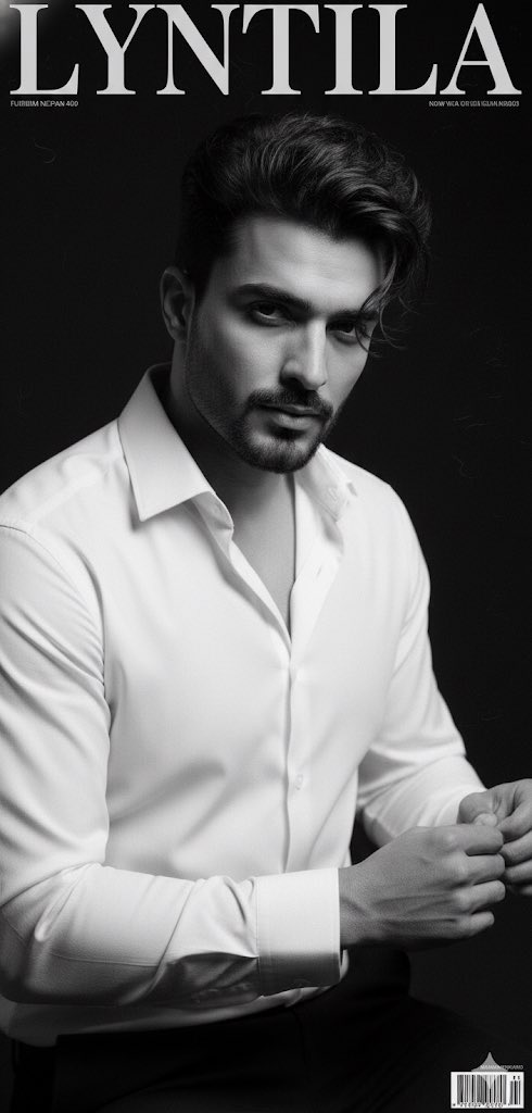 AI Prompt for High-Fashion Black & White Male Portrait Editorial Magazine Cover