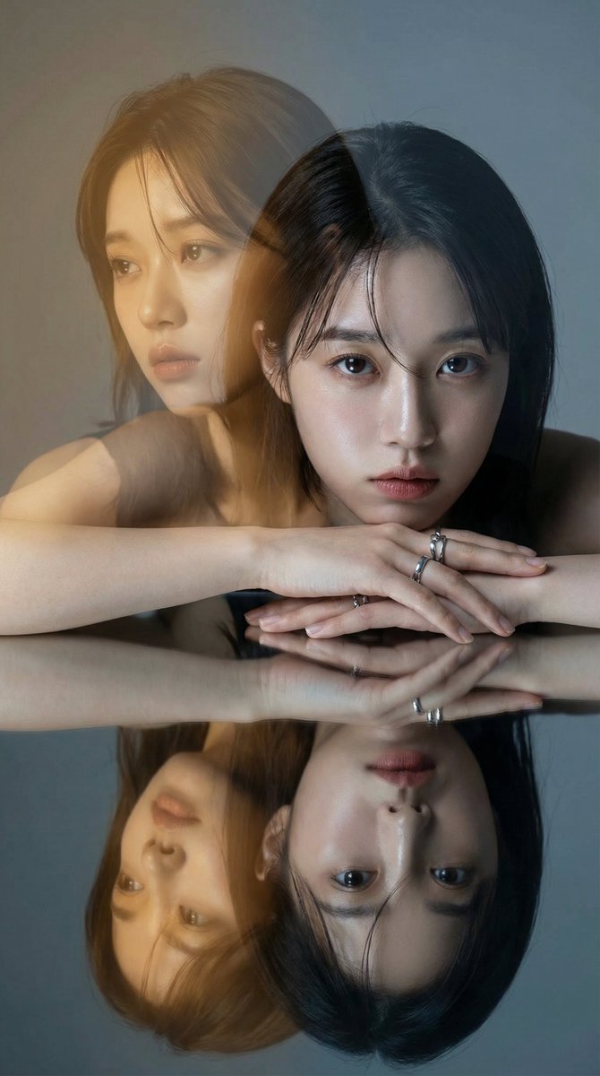 AI Prompt for High-Fashion Double Exposure Portraits with Reflection Effects
