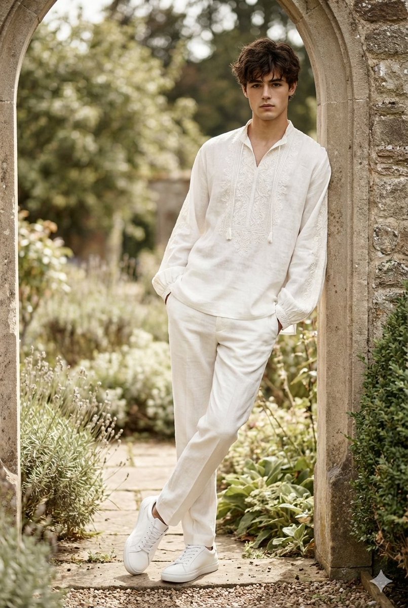 AI Prompt for High-Fashion Editorial Photography - Model in White Boho Outfit