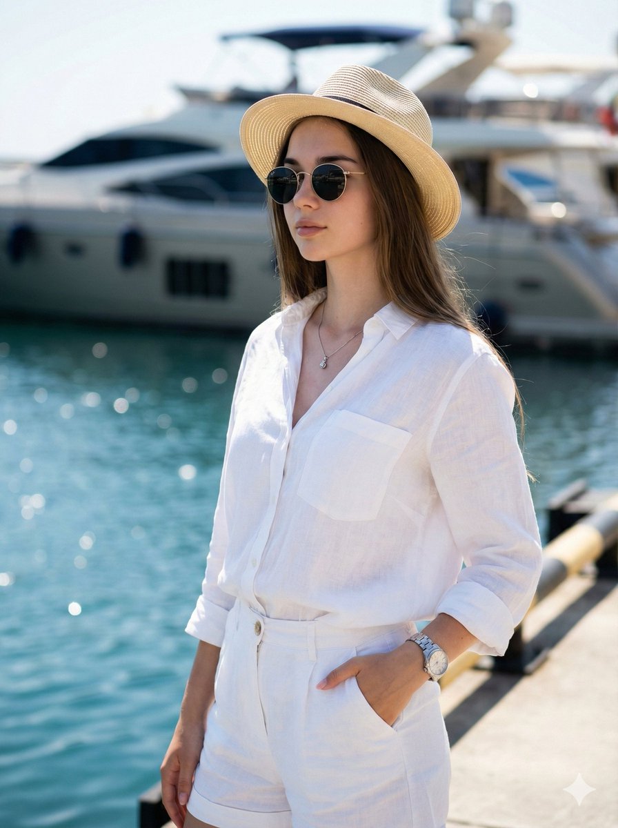 AI Prompt for High-Fashion Editorial Photoshoot at Luxury Yacht Marina