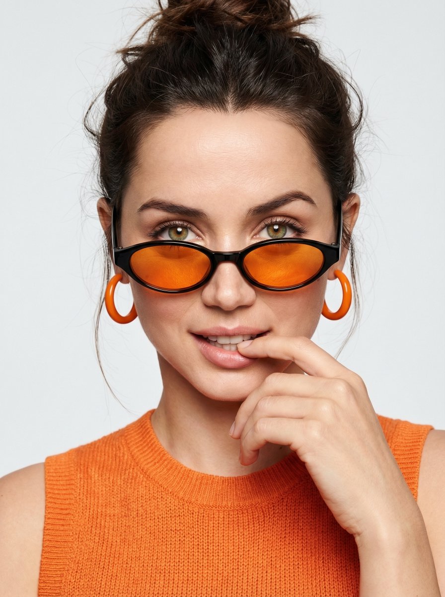 AI Prompt for High-Fashion Editorial Portrait with Vibrant Orange Accents
