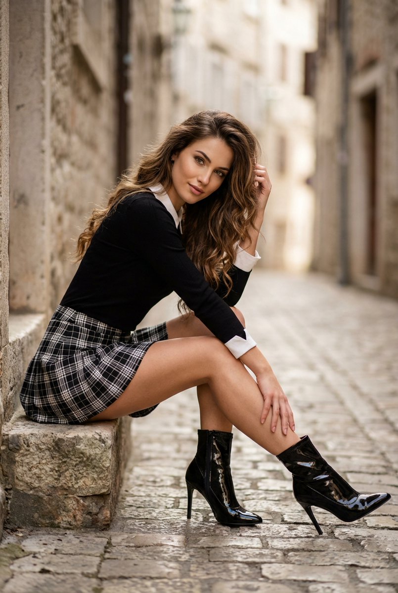 AI Prompt for High-Fashion Fashion Photography in Cobblestone Alley
