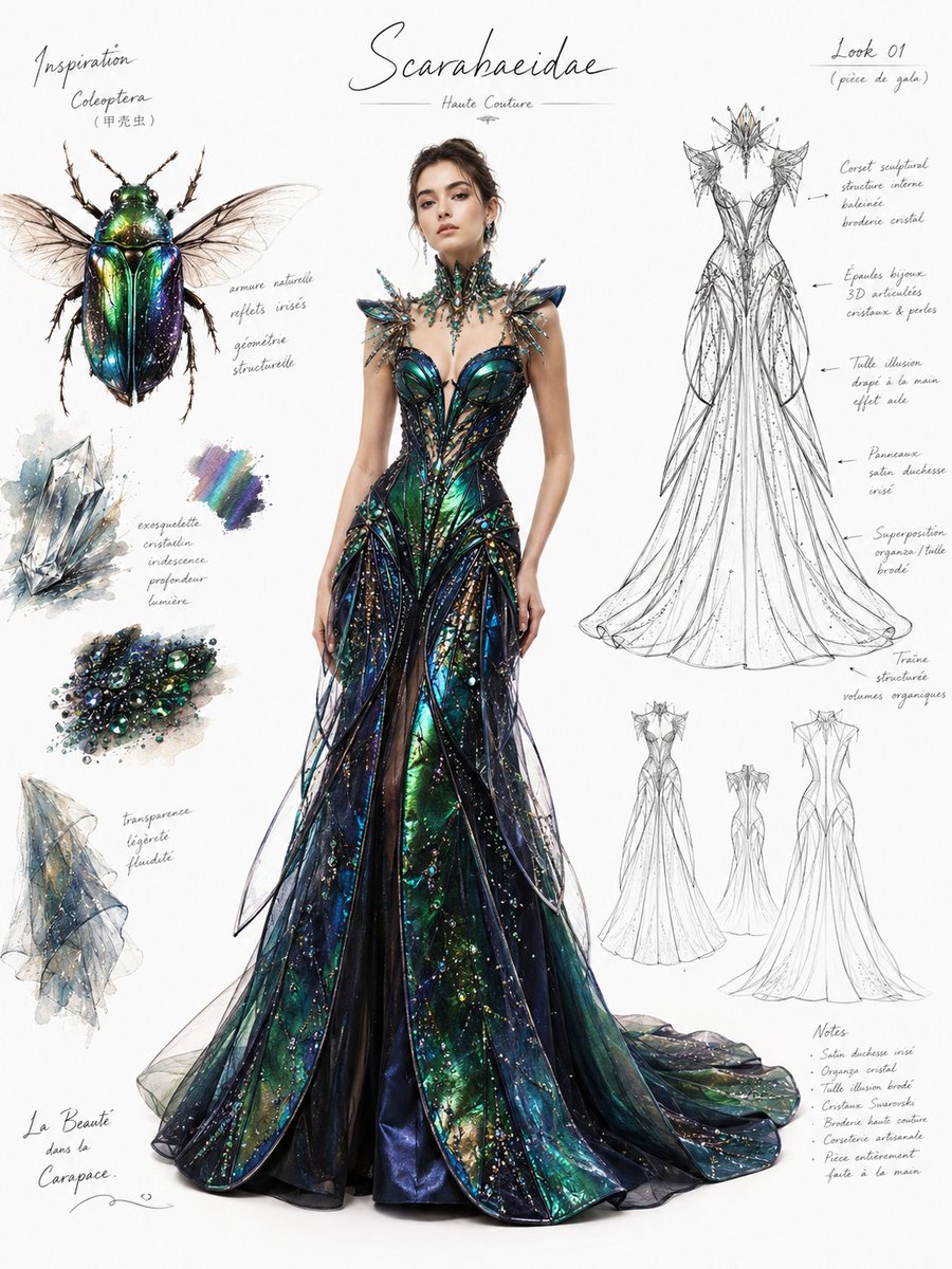 AI Prompt for High-Fashion Gown Design Templates with Models