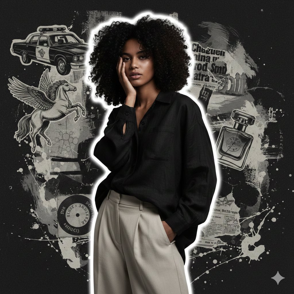 AI Prompt for High-Fashion Grunge Portrait with Abstract Background