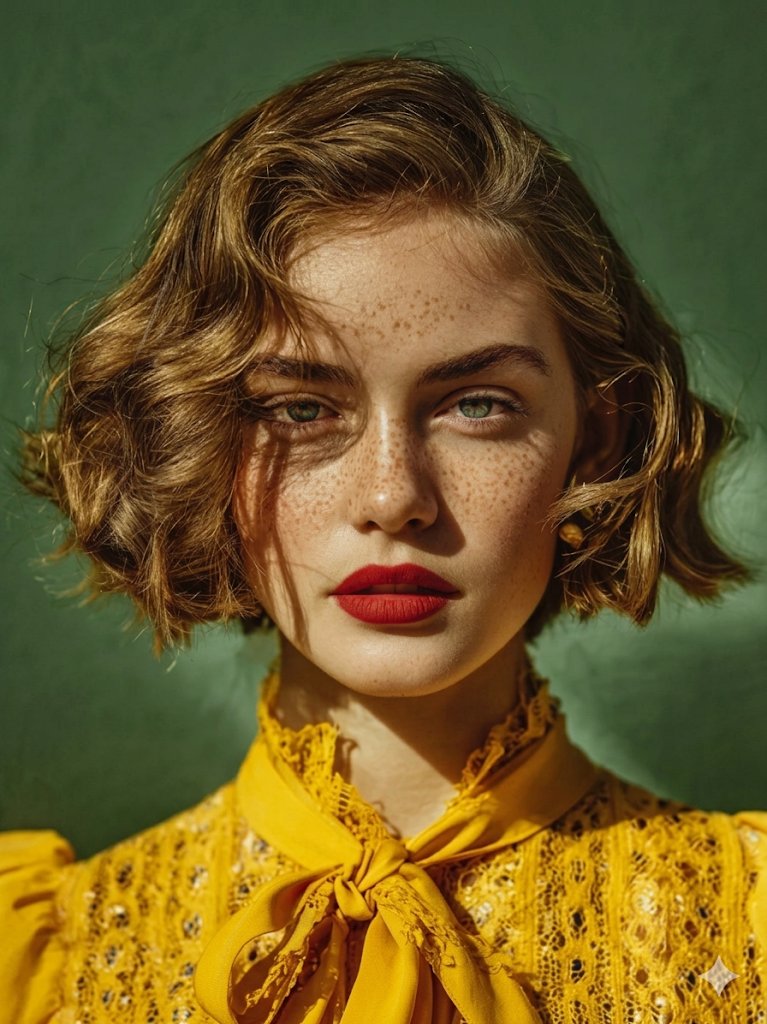 AI Prompt for High-Fashion Magazine Cover Portrait with Freckles