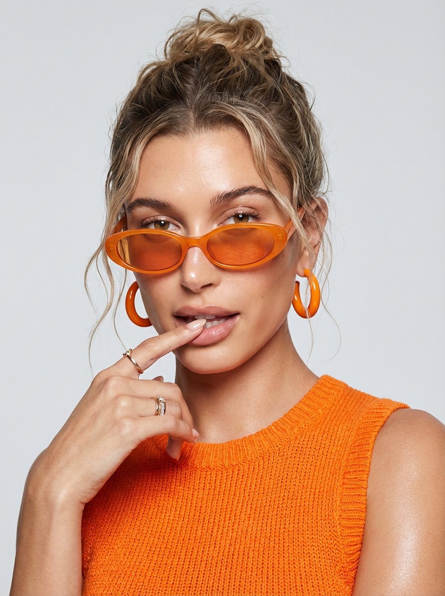 AI Prompt for High-Fashion Orange Portrait with Reference Image