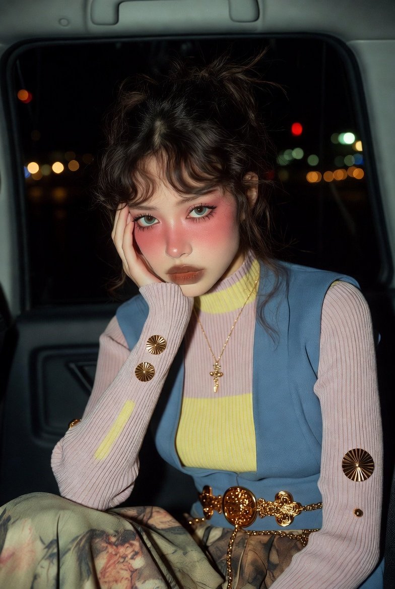 AI Prompt for High Fashion Portrait with Moody Car Interior