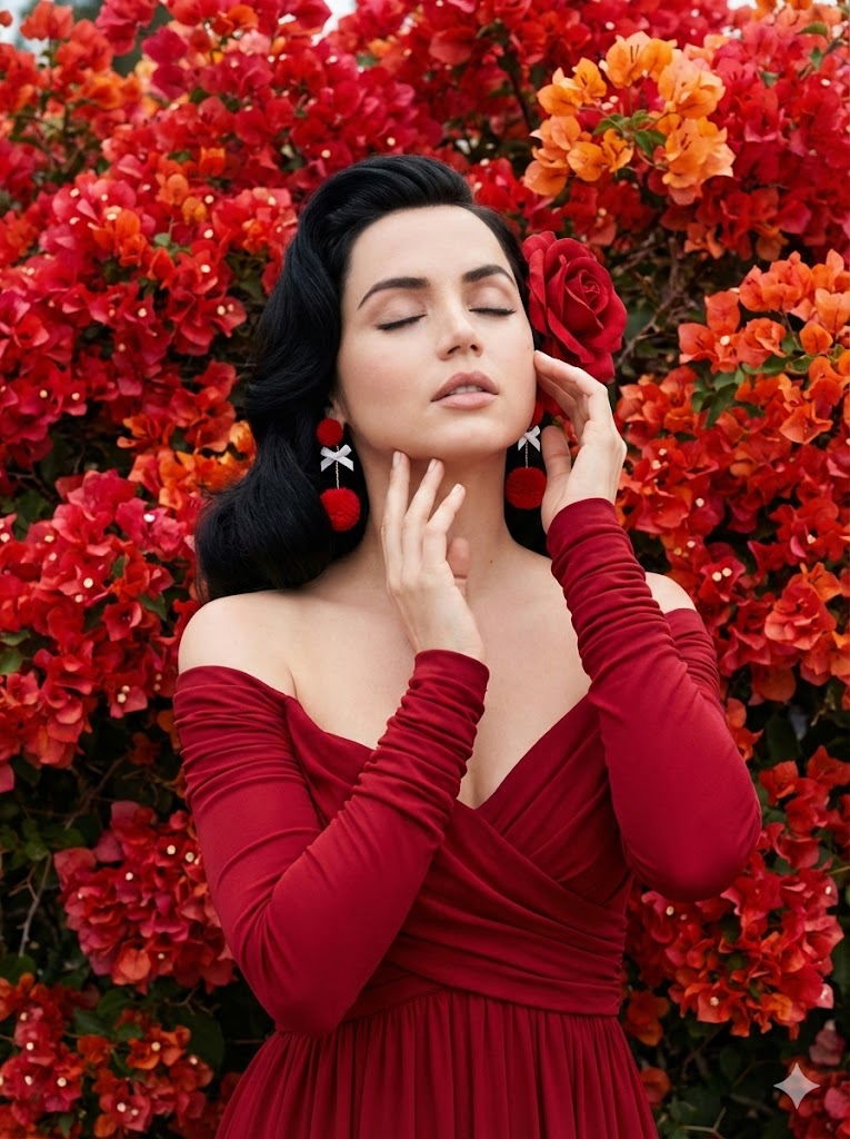 AI Prompt for High-Quality 8K Ultra-HD Portrait with Ana de Armas in Crimson Gown