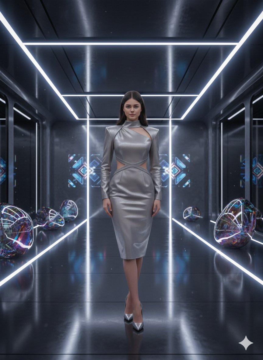 AI Prompt for High-Quality Futuristic Fashion Portrait