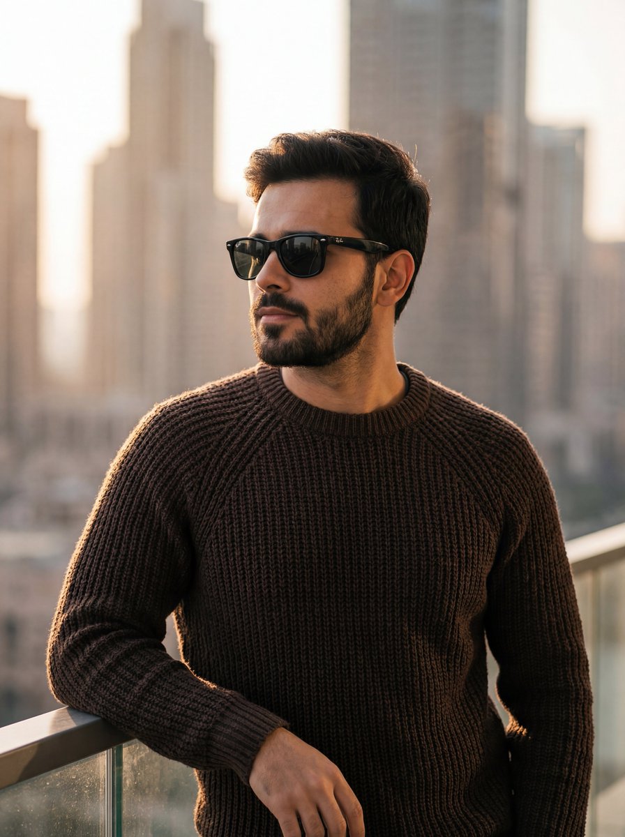 AI Prompt for High-Quality Timelapse Portrait of Fashionable Male with Stunning City View