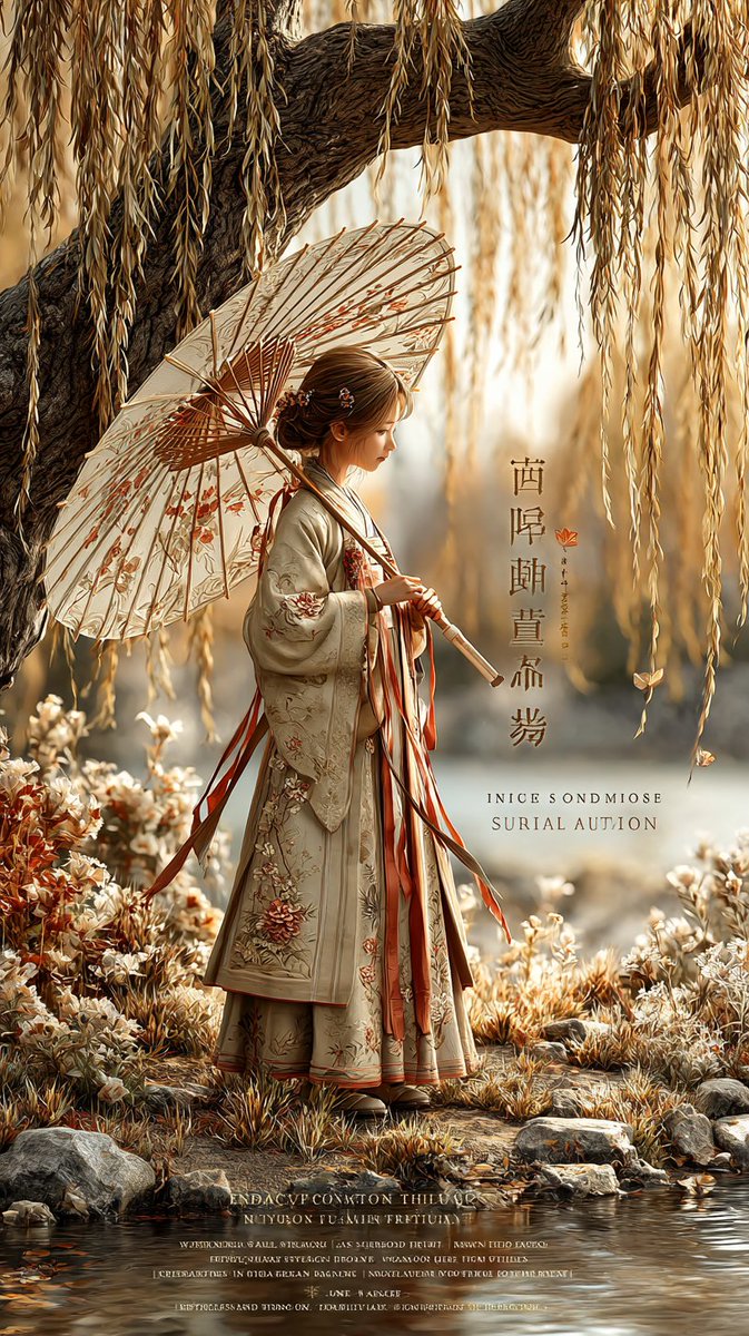 AI Prompt for Historical East Asian Hanfu Portrait Poster