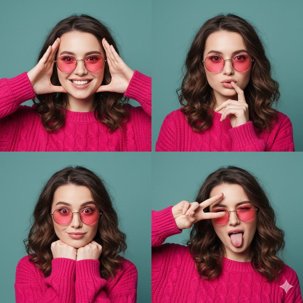 AI Prompt for Hot Pink and Teal Fashion Portrait Collage