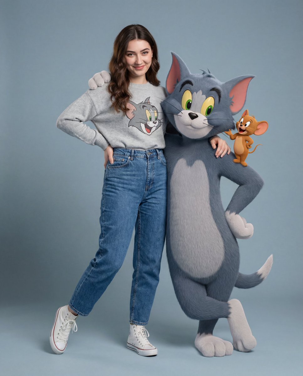 AI Prompt for Hyper-Realistic Fashion Collage with 3D Tom and Jerry