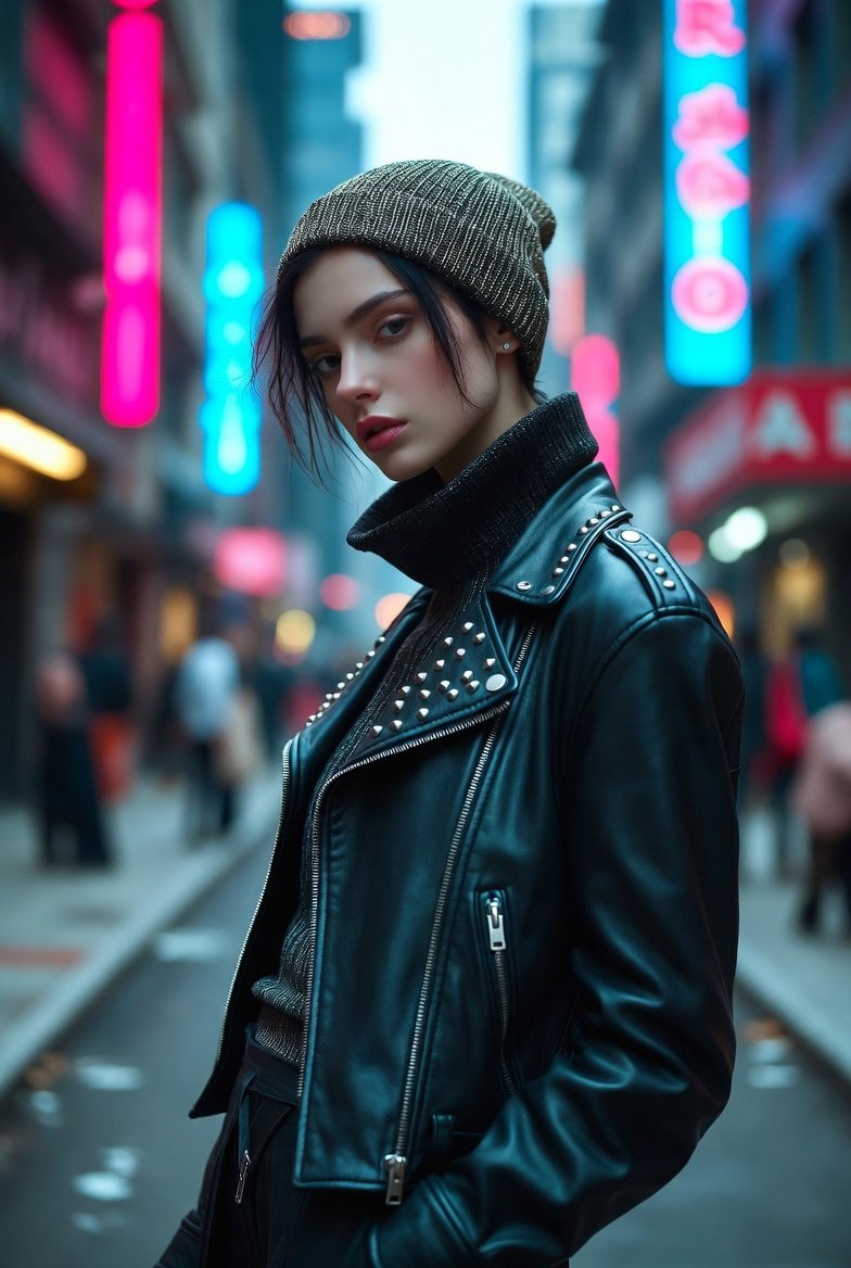 AI Prompt for Hyper-Realistic Fashion Portrait at Night