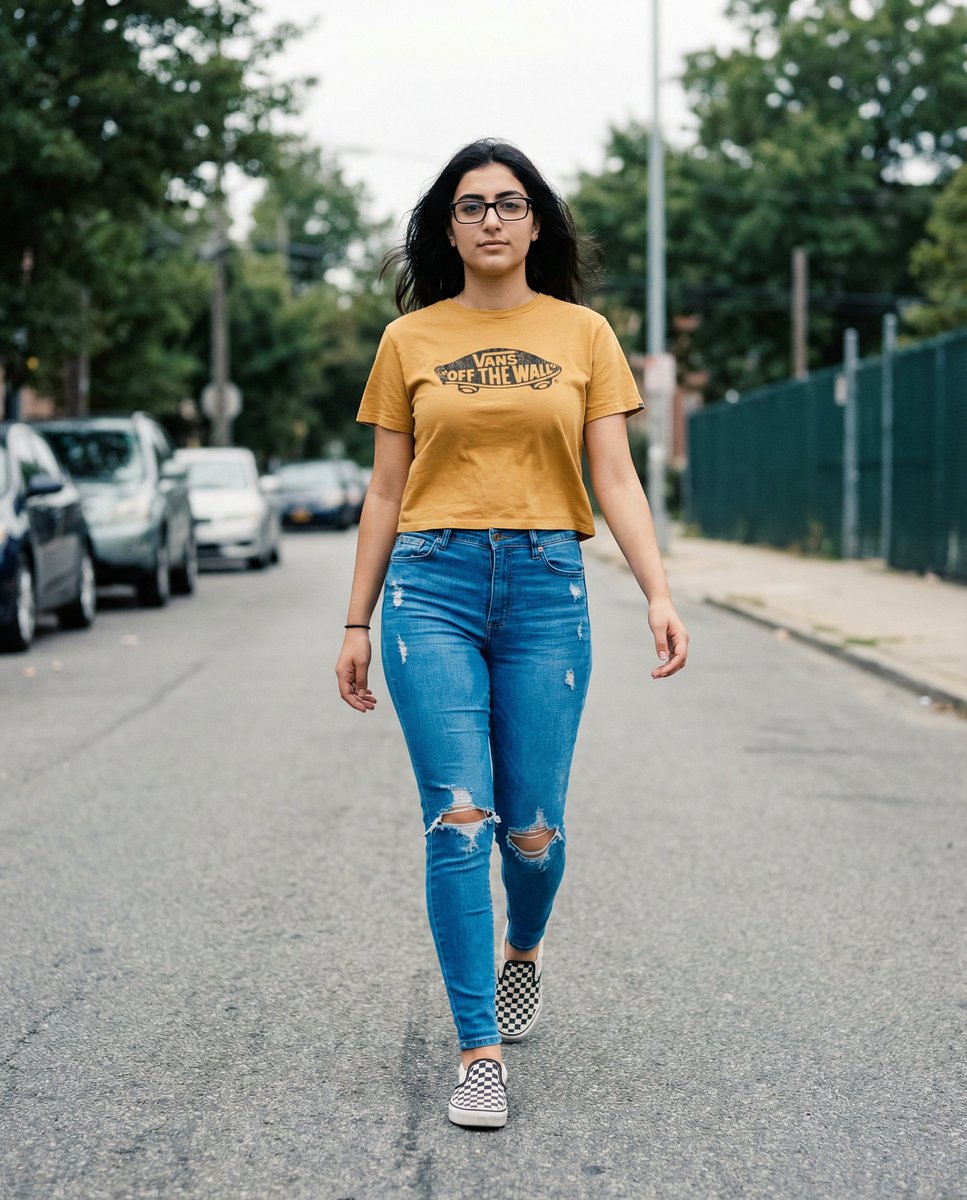 AI Prompt for Hyper-Realistic Fashion Portrait with Vans Logo in Urban Setting