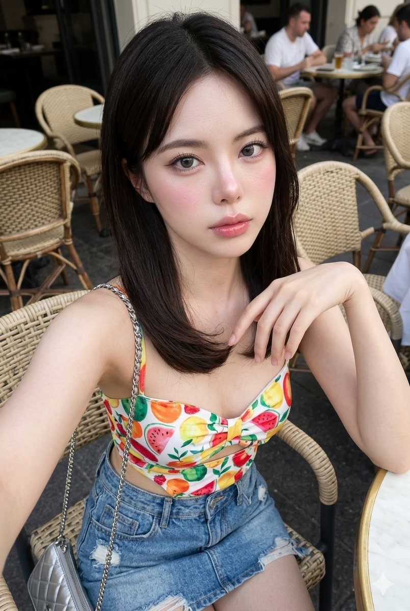AI Prompt for Hyper-Realistic Glass-Skin Cafe Portrait with Summer Fashion