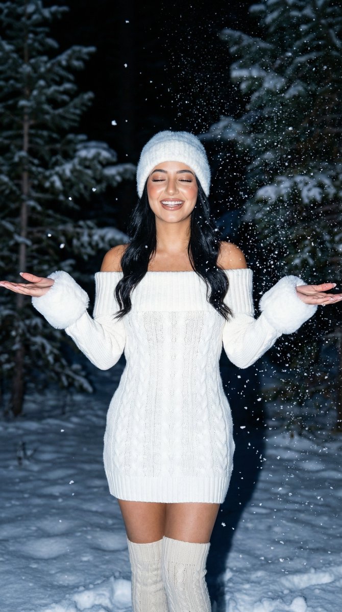 AI Prompt for Hyperrealistic Winter Fashion Portrait with Snowy Landscape