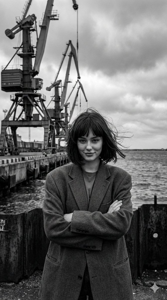 AI Prompt for Industrial Fashion Portrait in Black and White - Cinematic Style