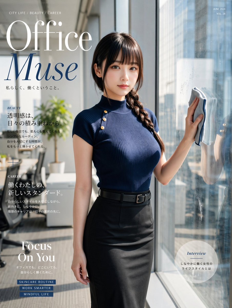 AI Prompt for Japanese Fashion Office Woman Cover Photo