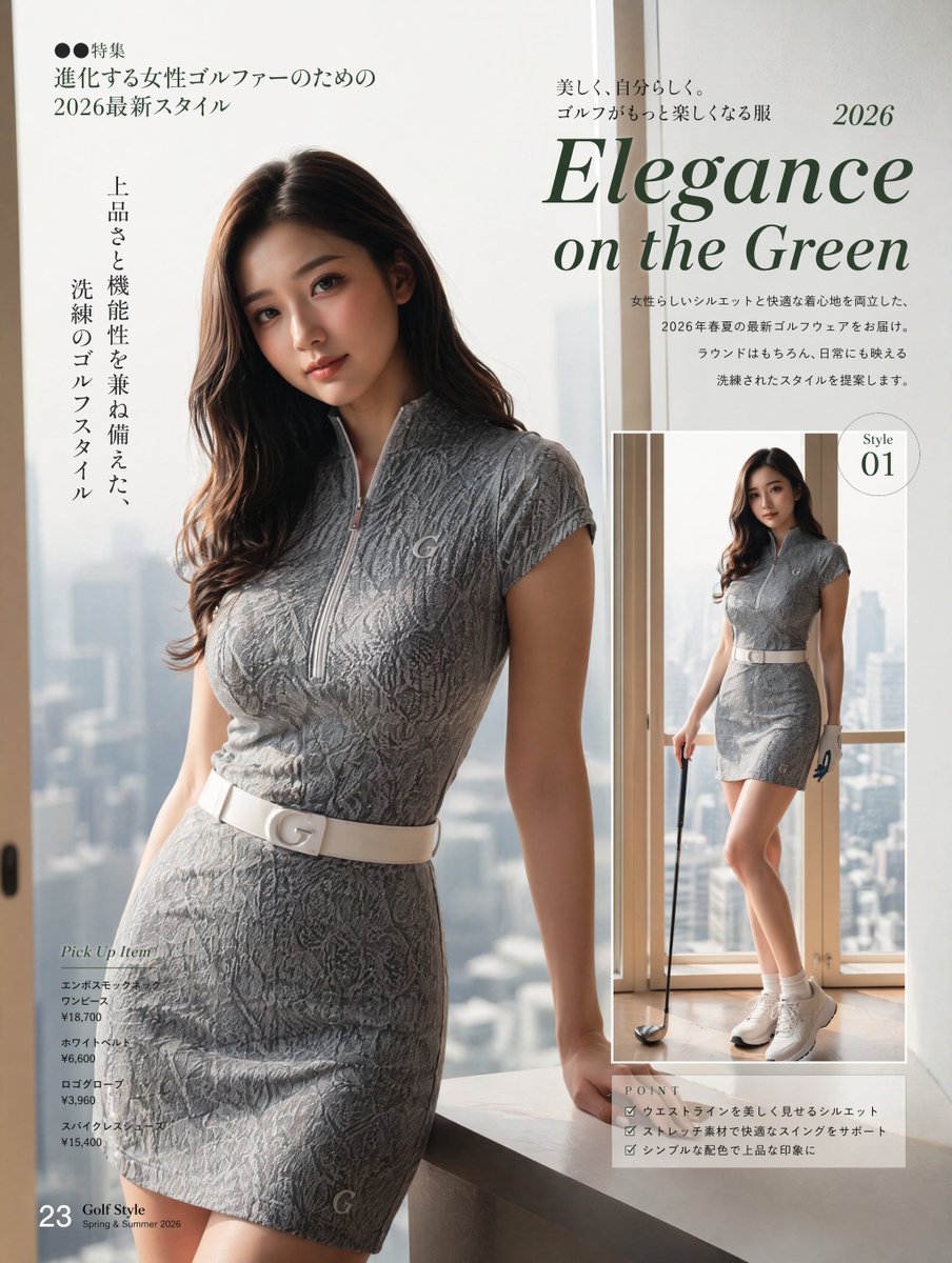 AI Prompt for Japanese Golf Fashion Editorial Page with Style Details