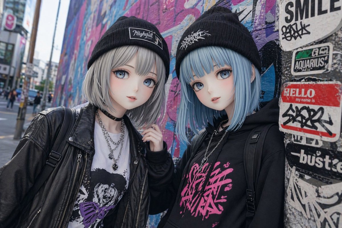 AI Prompt for Japanese Streetwear Portrait with Graffiti Background