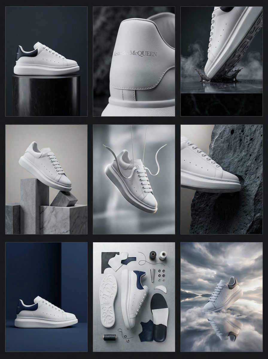 AI Prompt for Luxury Alexander McQueen Sneaker Commercial Grid