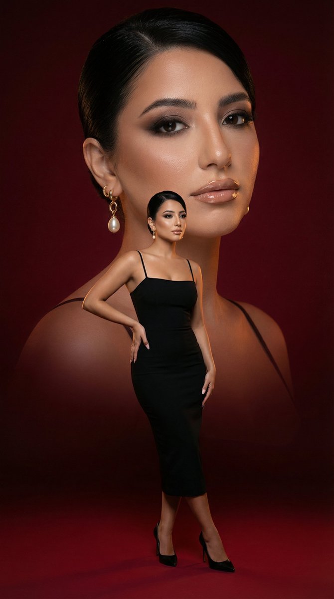 AI Prompt for Luxury Beauty Poster with Red Gradient Background