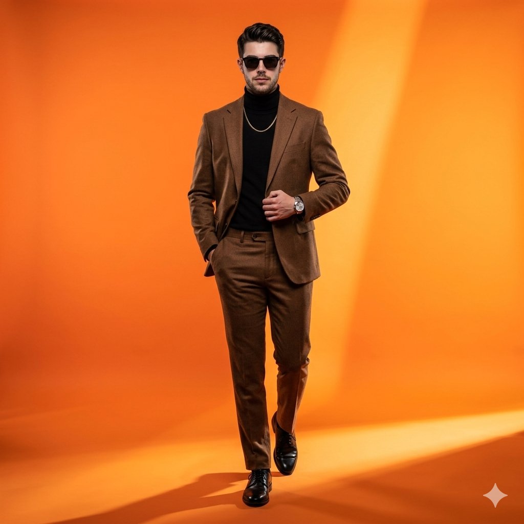 AI Prompt for Luxury Brand Portrait Photography with Orange Gradient