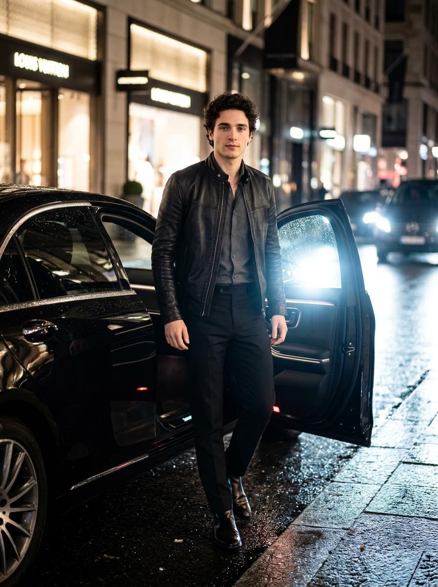 AI Prompt for Luxury Car Nighttime Portrait Photography