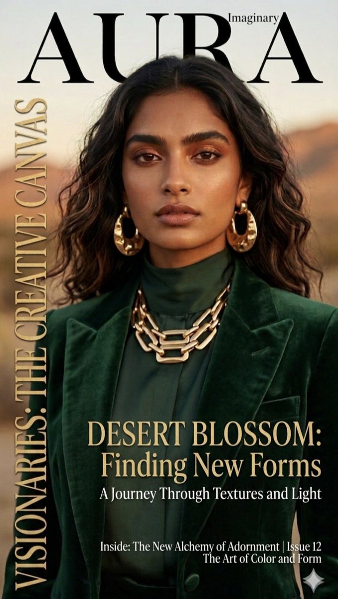 AI Prompt for Luxury Editorial Magazine Cover with South Asian Woman in Desert Setting