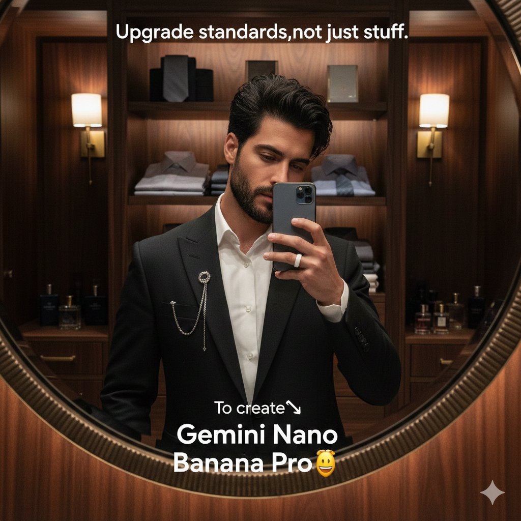 AI Prompt for Luxury Editorial Walk-in Closet Selfie Generation