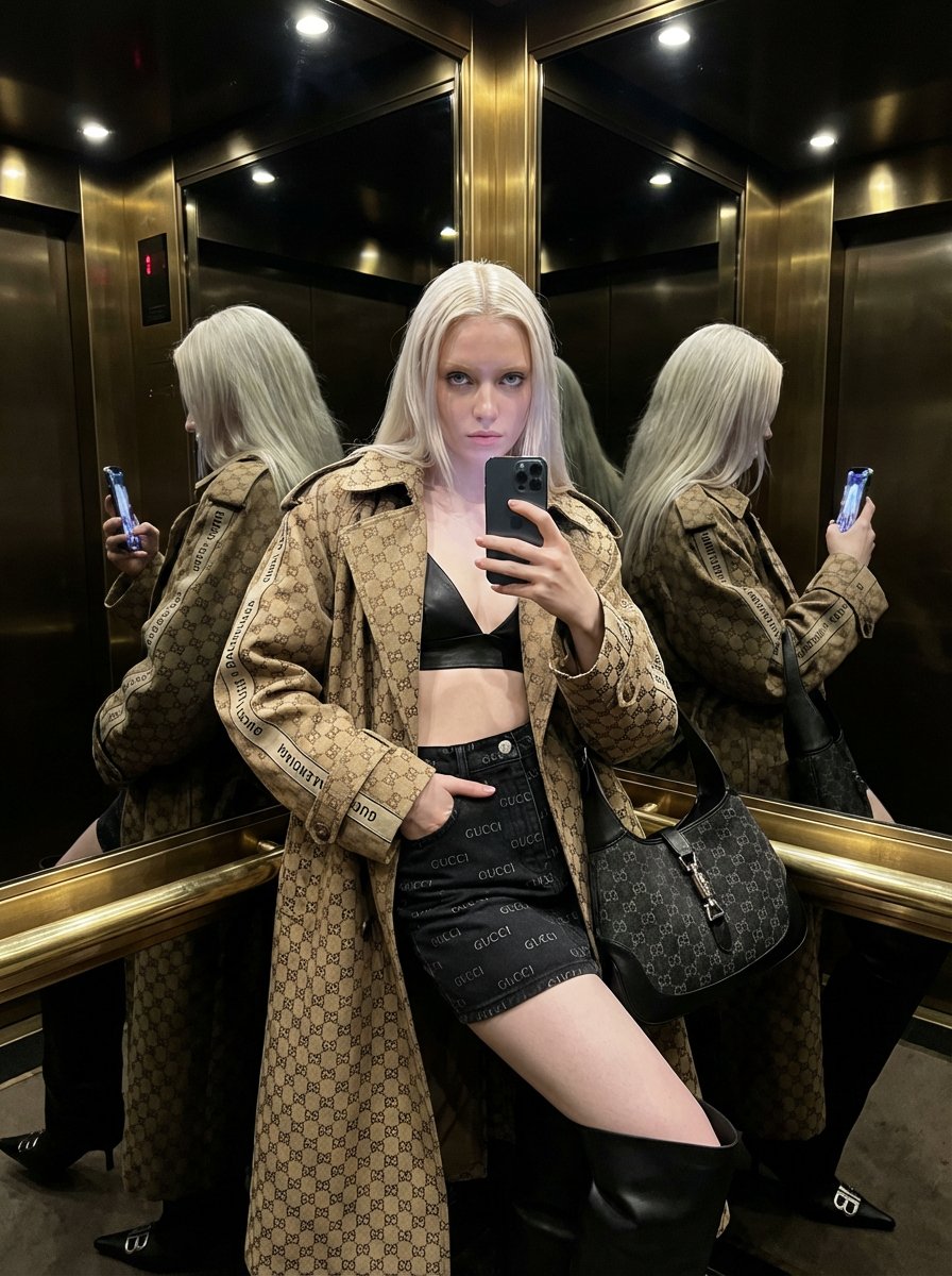 AI Prompt for Luxury Fashion 8K Image with Gucci and Balenciaga Influencer