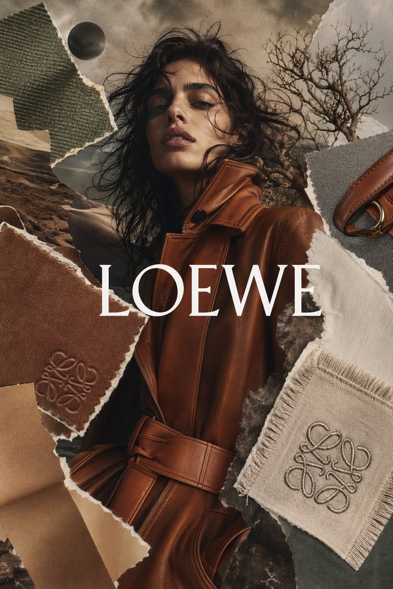 AI Prompt for Luxury Fashion Collage Poster with Leather Model and Torn Paper Effect
