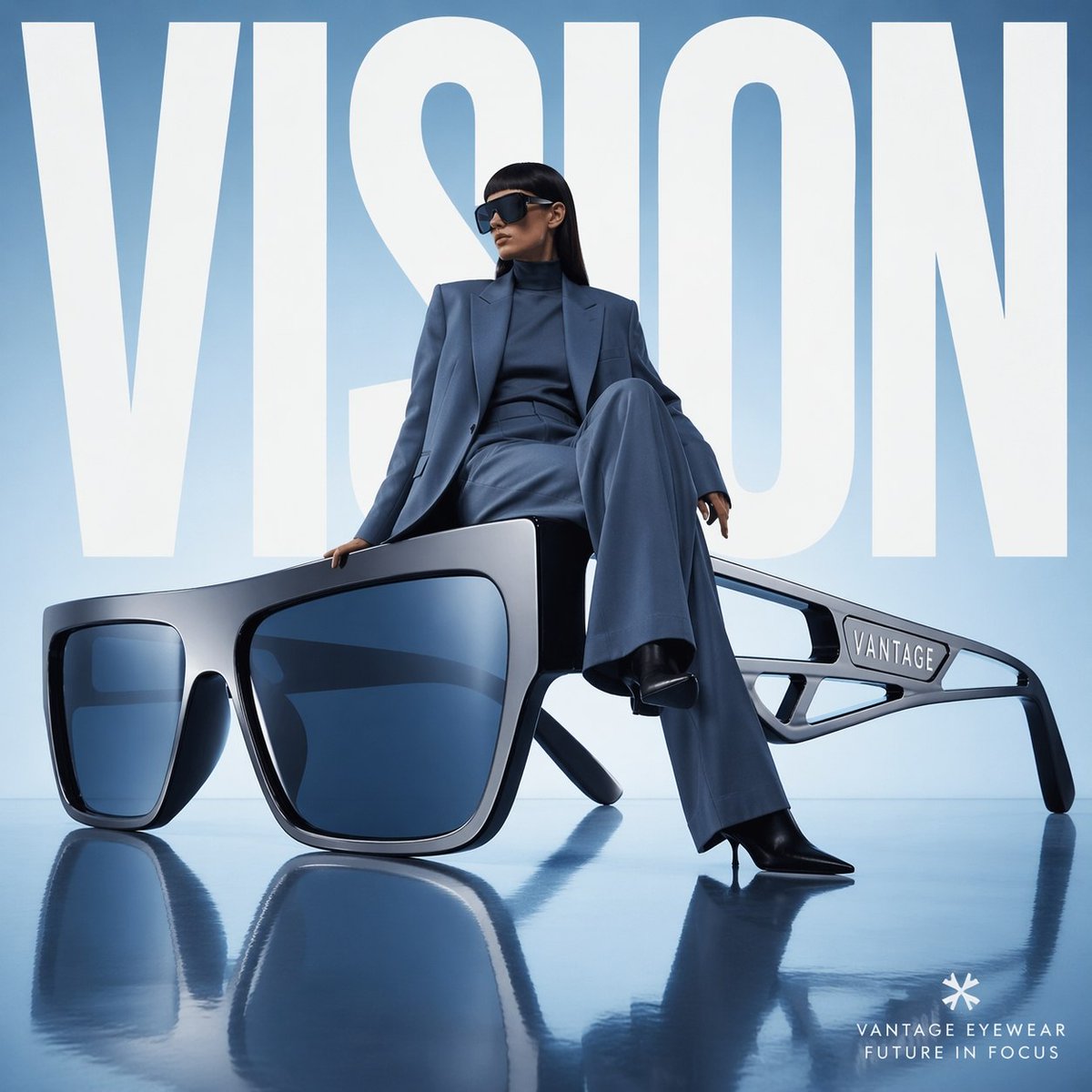 AI Prompt for Luxury Fashion Eyewear Campaign with Oversized Sunglasses