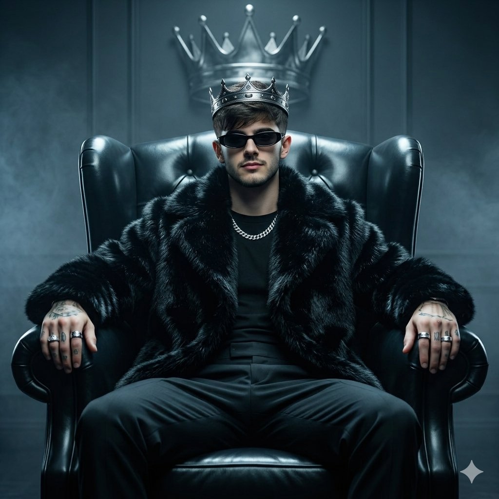 AI Prompt for Luxury Fashion Photography - Male Model on Throne