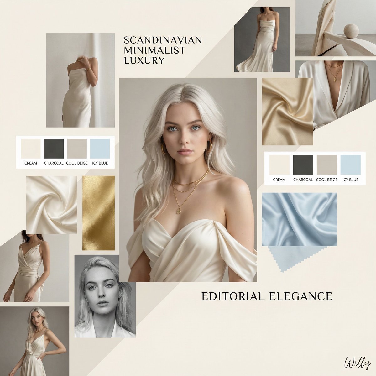 AI Prompt for Luxury Fashion Portrait in Minimalist Collage Style