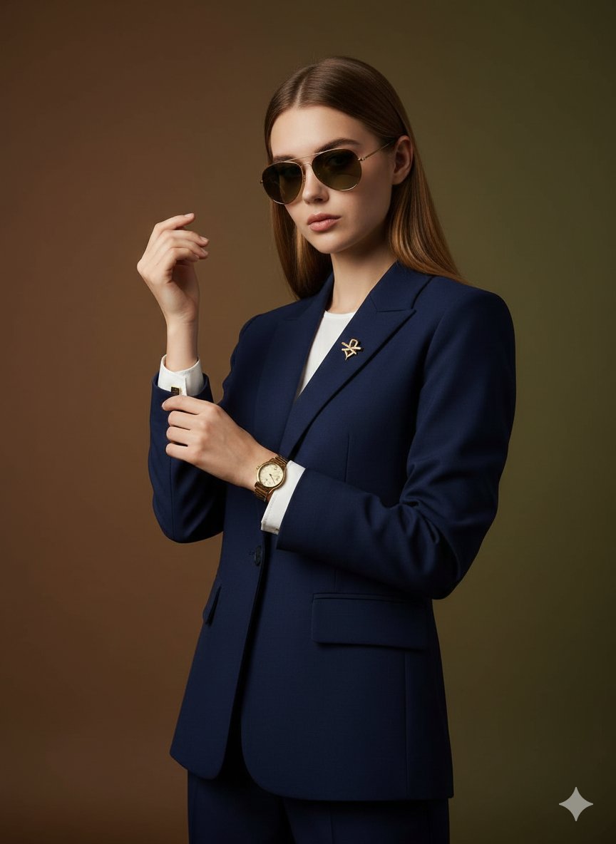 AI Prompt for Luxury Fashion Portrait with Cufflinks - Editorial Style Image Generation