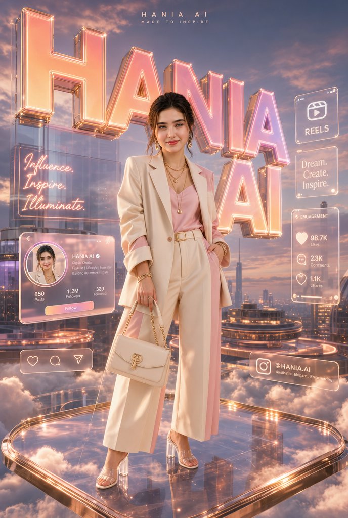 AI Prompt for Luxury Fashion Poster - Create Holographic Influencer Scene