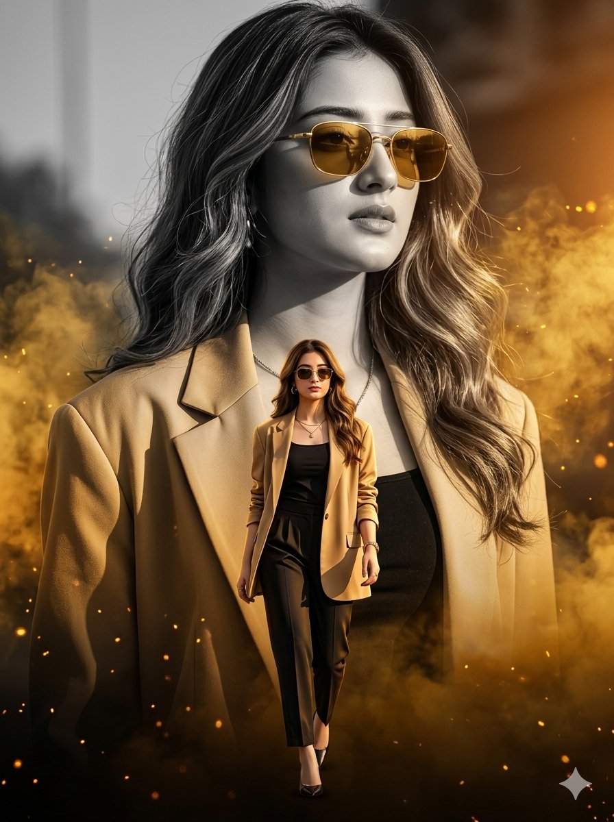 AI Prompt for Luxury Fashion Poster with Cinematic Dual-Portrait Composition