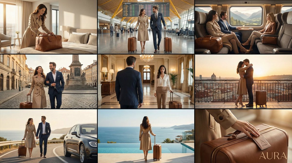 AI Prompt for Luxury Luggage Commercial Storyboard