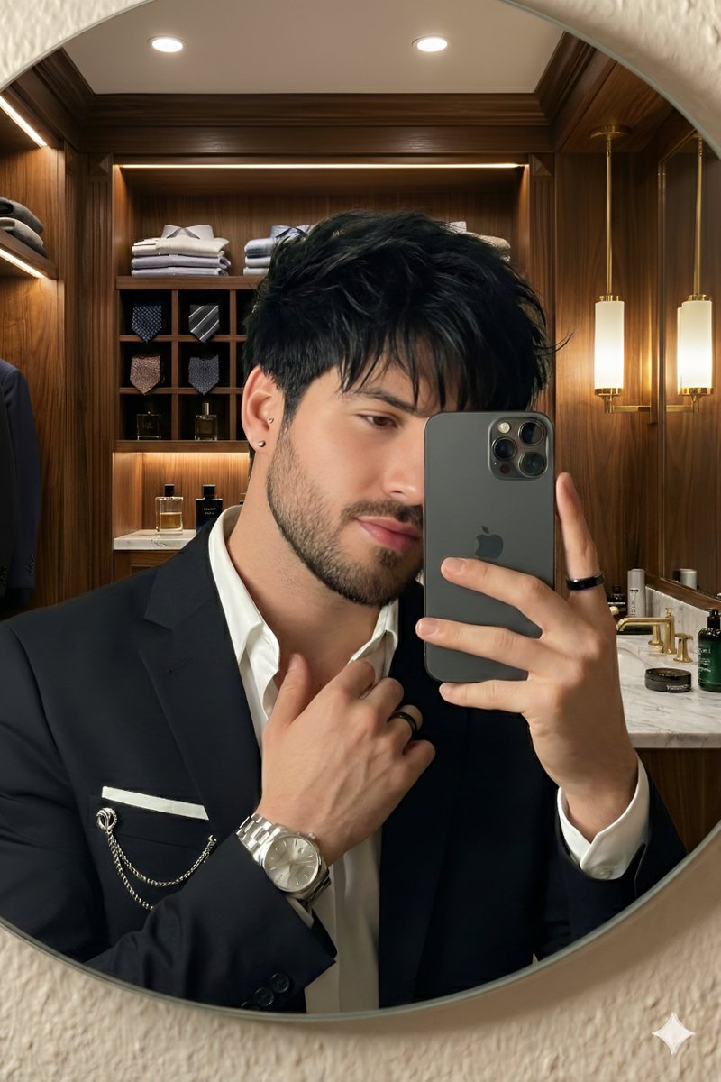 AI Prompt for Luxury Mirror Selfie in a Walk-in Closet with High-End Fashion and Warm Lighting