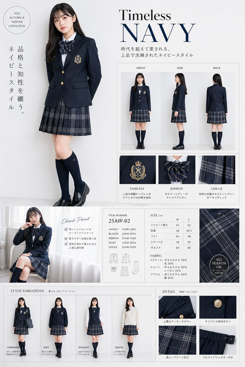 AI Prompt for Luxury Navy School Uniform Catalog Model